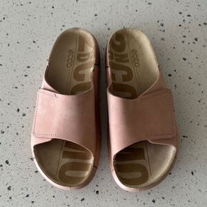 Ecco 2nd Cozmo Blush Pink Slide Sandals Nubuck Leather Casual Minimalist Size 37